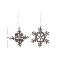 Jeweled Snowflake Ornament, Champagne Finish, 2 Style Options -Christmas Decoration xs3455a 3
