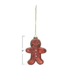 Hand-Painted Glass Gingerbread Man Ornament With Glitter, Brown -Christmas Decoration xs3926 2